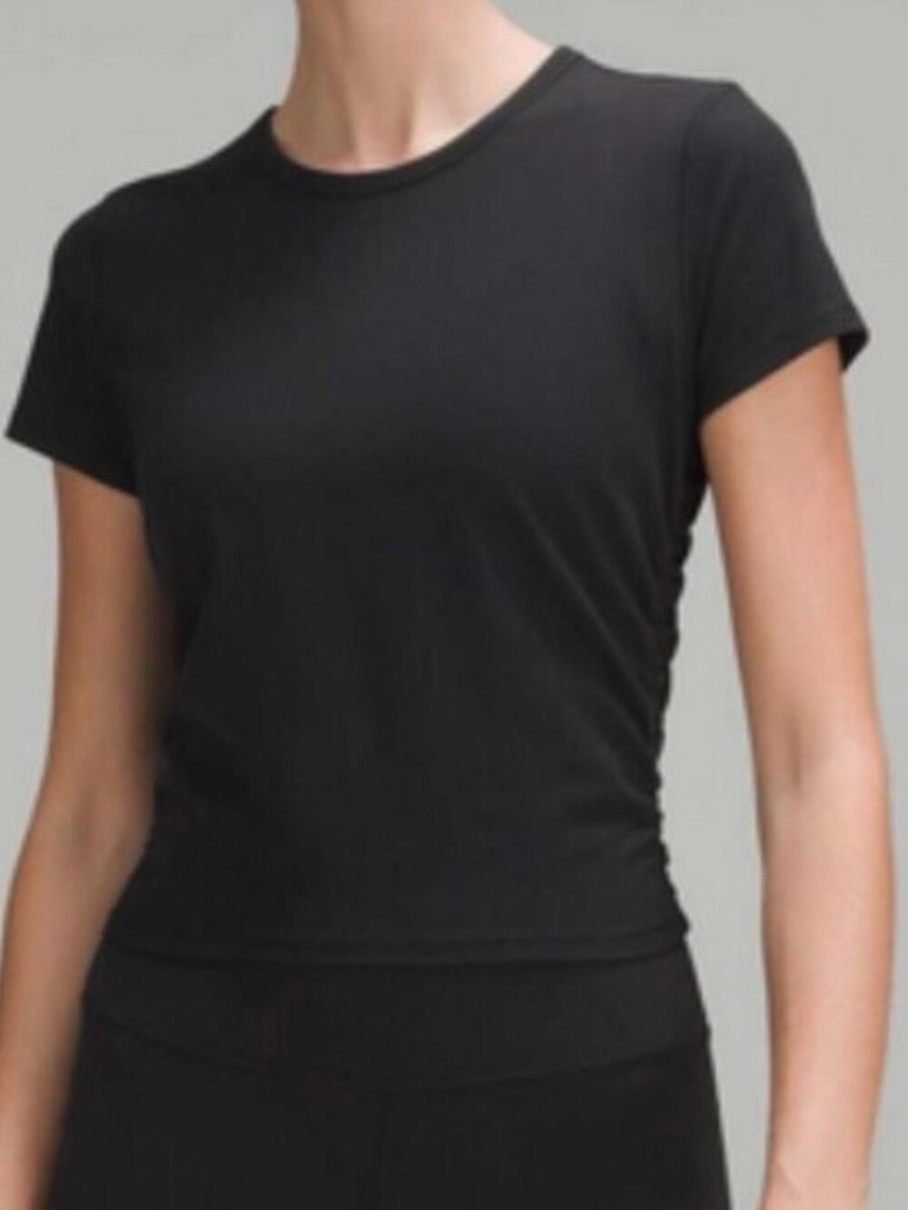 Lululemon Shirt All It Takes Ruched Ribbed Short Sleeve, Black, Size 4